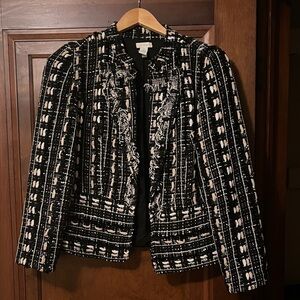 Chico's Black and Cream Textured Blazer